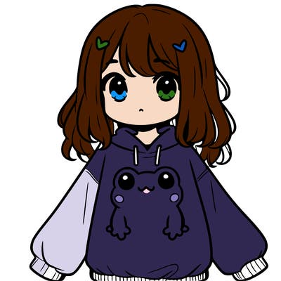 girl wearing frogging sweatshirt