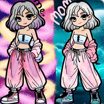 girl in crop top and baggy pants