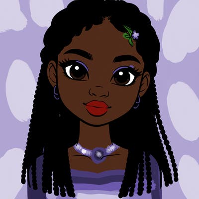 a realistic black girl with braids