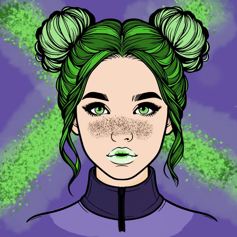 realistic woman that has space buns