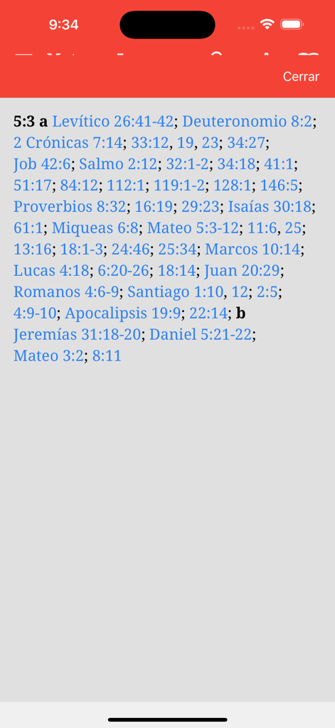 La Biblia de Estudio - Lista detallada de referencias cruzadas bíblicas en español para estudio teológico.