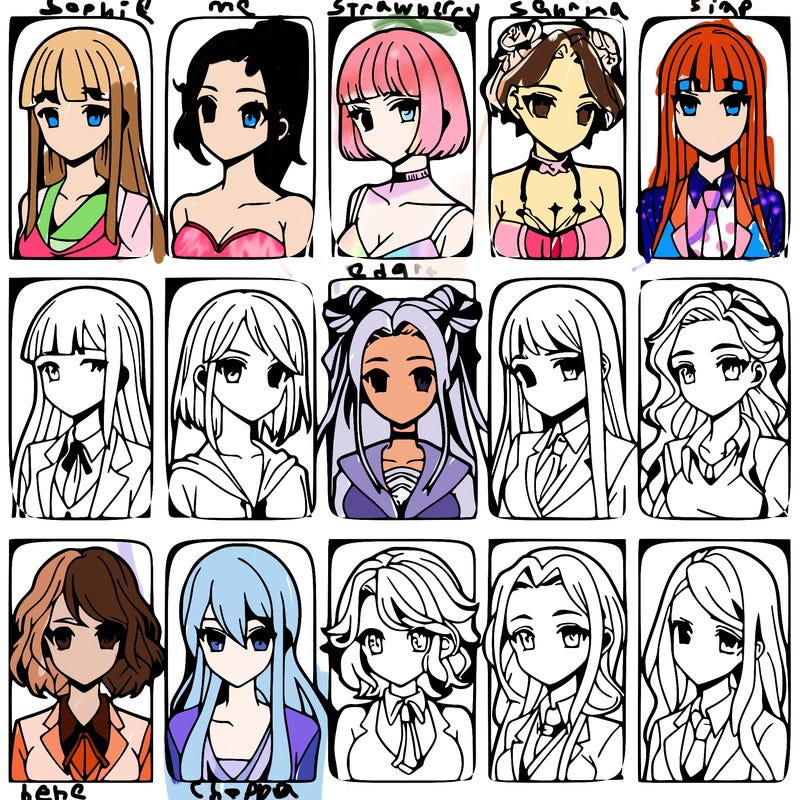 girls that look diffrent anime