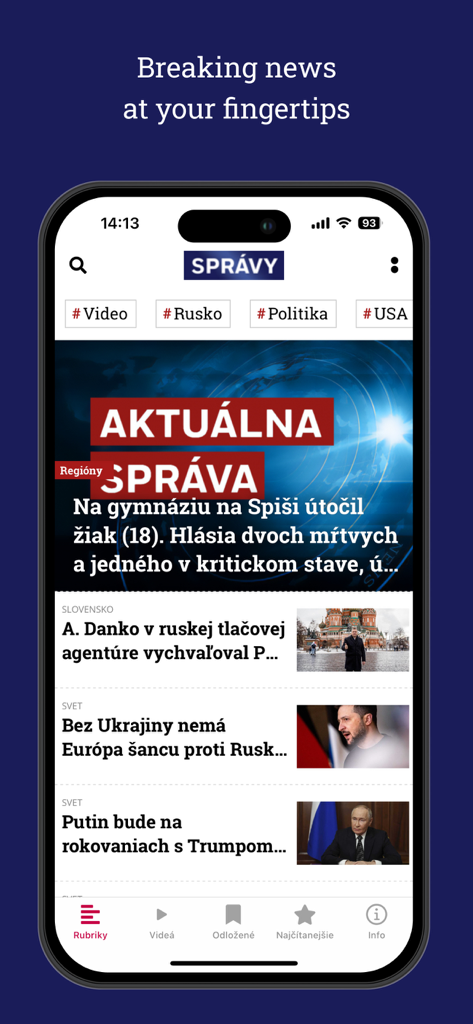 Správy STVR - Slowakische Nachrichten-App Správy STVR mit Eilmeldungen und Artikelkategorien.