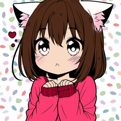 shy anime catgirl