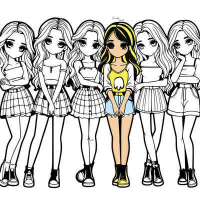 a group of girls realistic