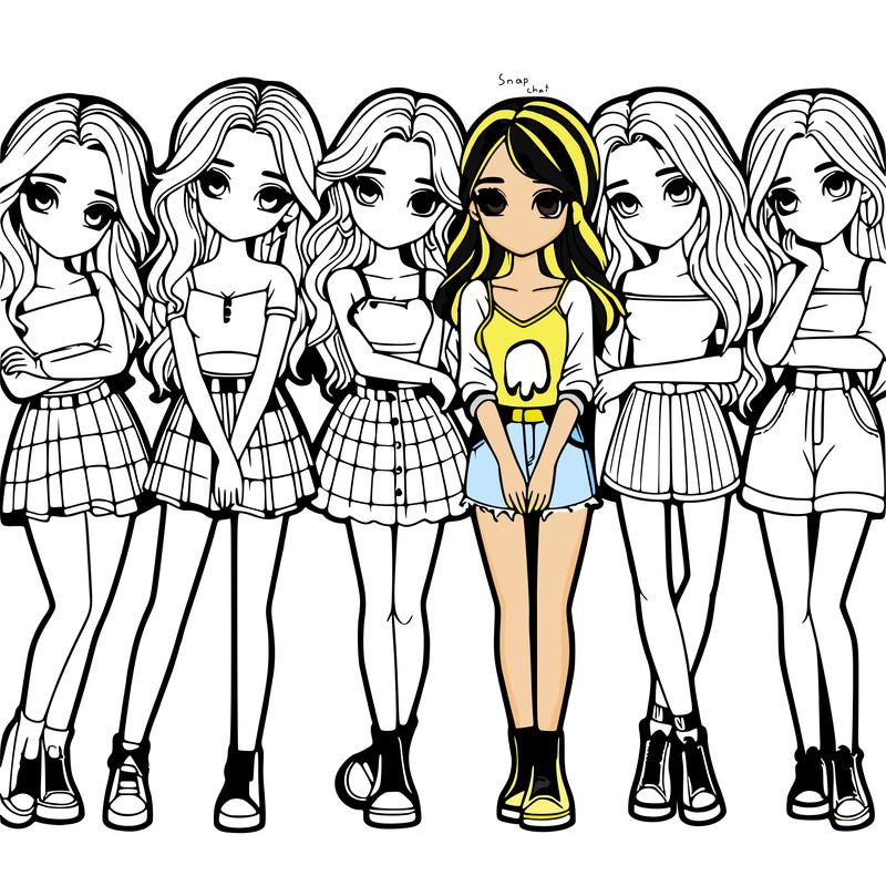 a group of girls realistic