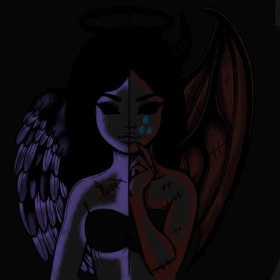 realistic angel half demon