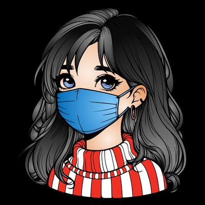 realistic girl with a mask on