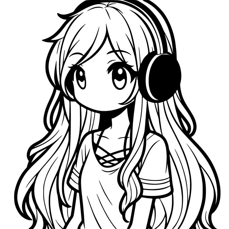 a long haired girl with headphones