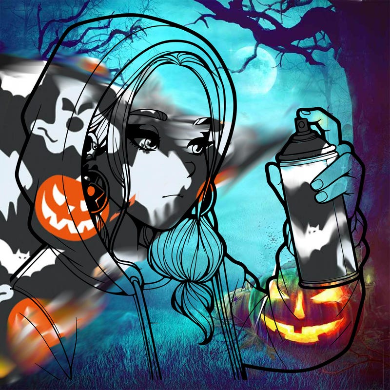 a realistic girl, spray painting