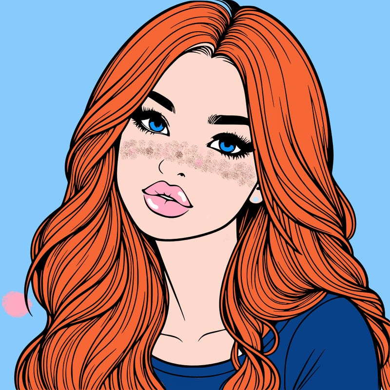 realistic girl with hair on her hair and lips