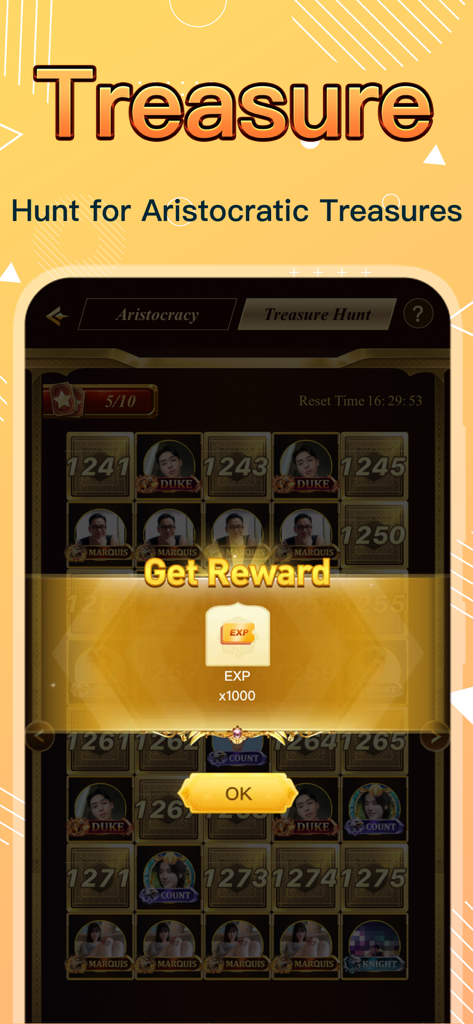 A screenshot of the Haza app showing a Treasure Hunt reward screen with 1000 EXP points.