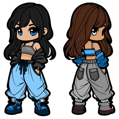 girl in crop top and baggy pants