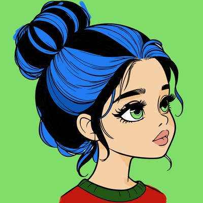 realistic girl with bun