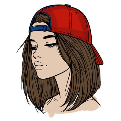 realistic  girl with a backwards hat