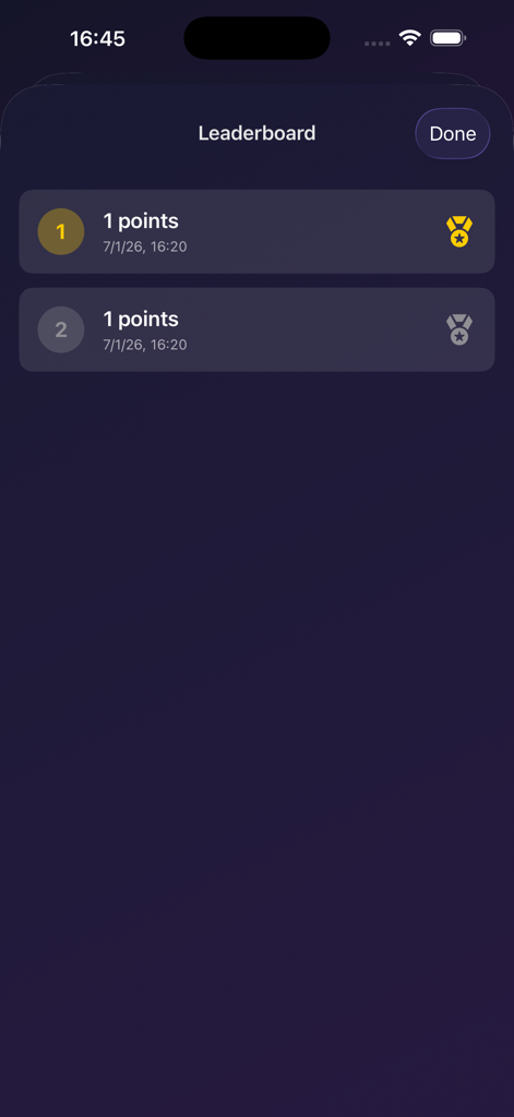 Mahjong One Button - Mahjong One Button leaderboard showing local high scores and rankings