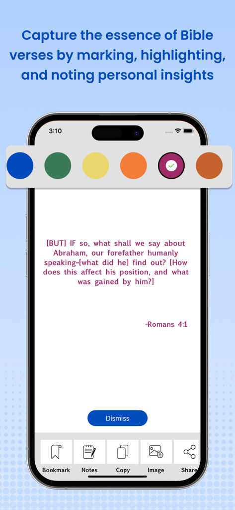 Amplified Bible Pro (AMP) - Amplified Bible Pro app interface showing verse highlighting colors and study tools for Romans chapter four