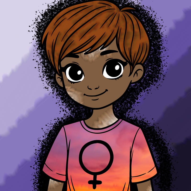 girl with pixie cut and feminist shirt