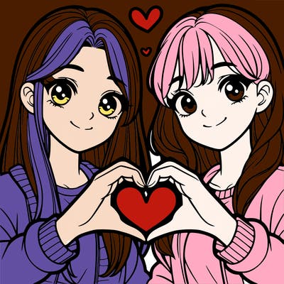 girls making heart with their hands