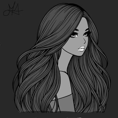 realistic girl with long realistic hair
