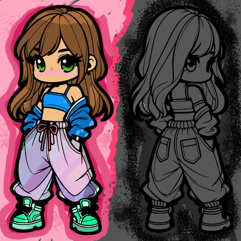 girl in crop top and baggy pants