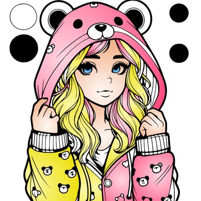 realistic girl in a animal pjs hoodie