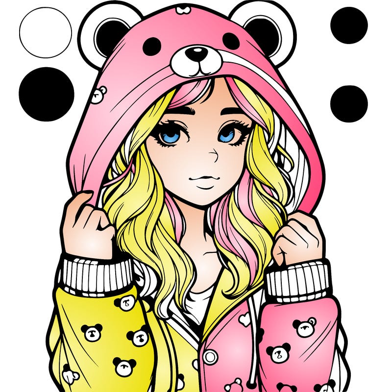 realistic girl in a animal pjs hoodie
