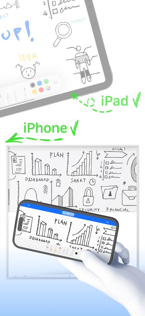 Digital sketches and business diagrams on iPhone and iPad using the Casual Whiteboard app