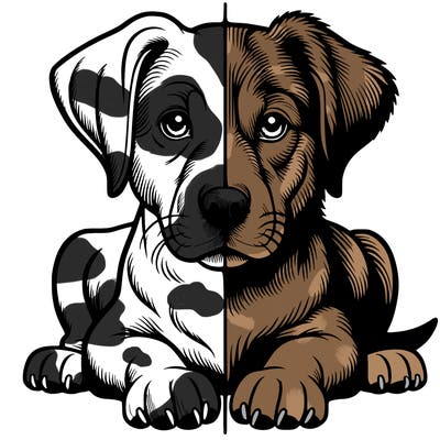 realistic dog split picture