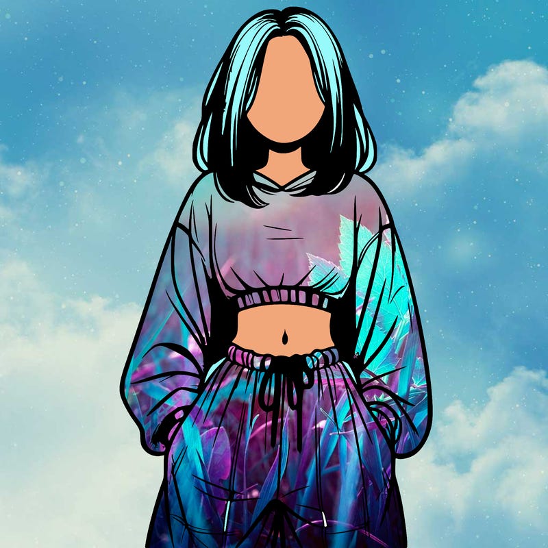 realistic girl faceless with baggy pants and a crop top