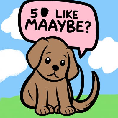 a puppy that says 5 like maybe