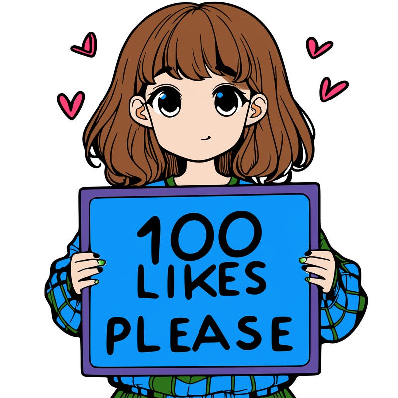 a girl holding a sign saying 100 likes please