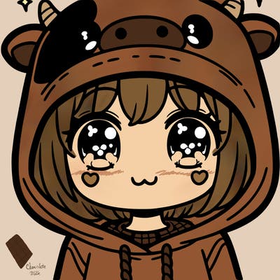 kawaii girl with cow hoodie