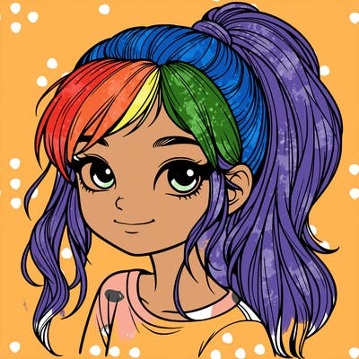 realistic girl with ponytail