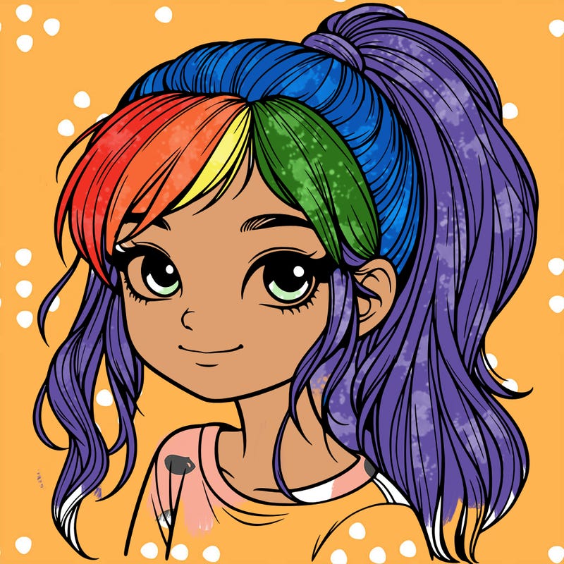 realistic girl with ponytail