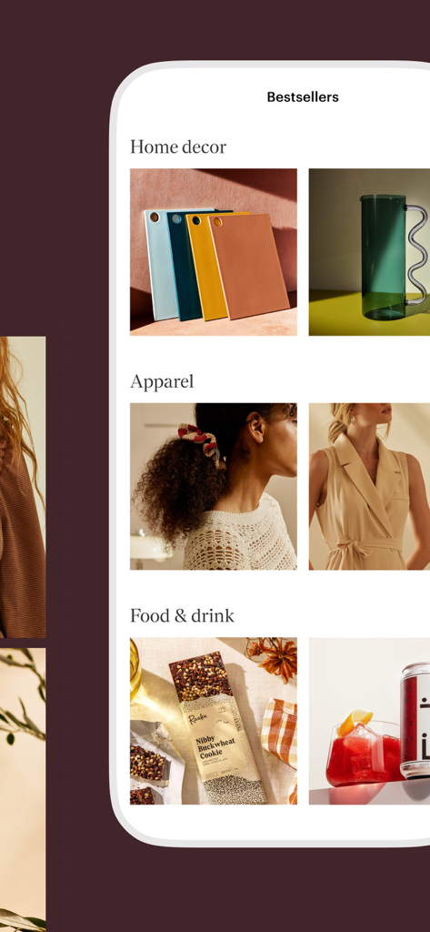 Faire Wholesale - The Faire Wholesale app bestsellers screen displaying product categories for home decor apparel and food