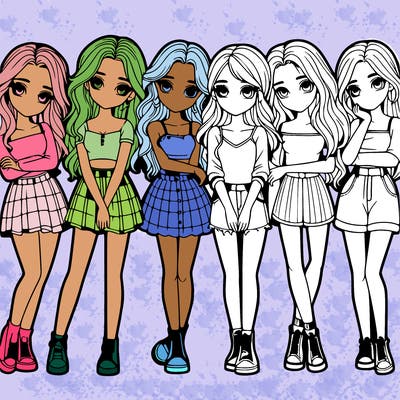 a group of girls realistic