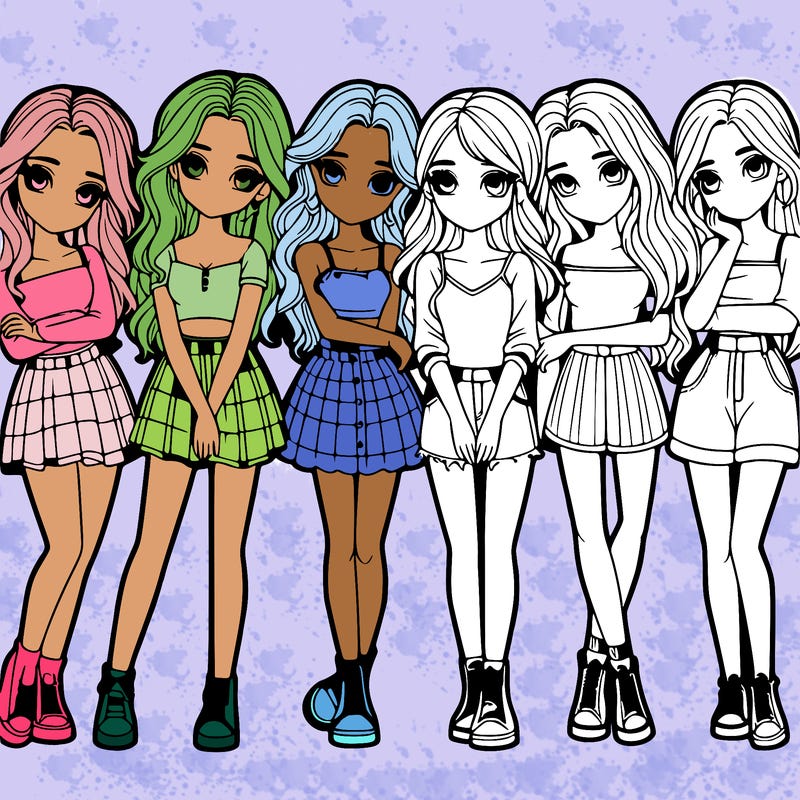 a group of girls realistic