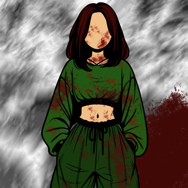 realistic girl faceless with baggy pants and a crop top