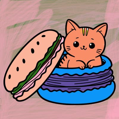 cat in a macaron