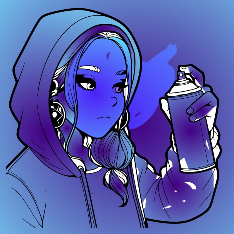 a realistic girl, spray painting