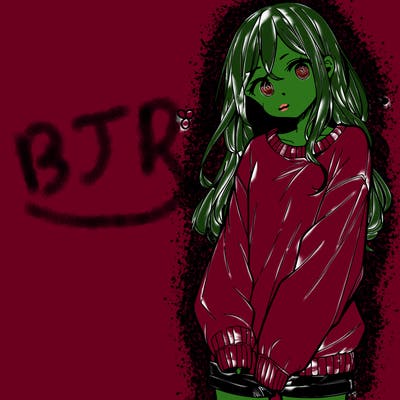 manga teen girl  in a sweater and baggy pants