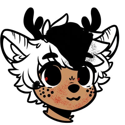 a humanoid deer with soft fluffy ears