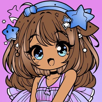 cute anime girl with star accessories