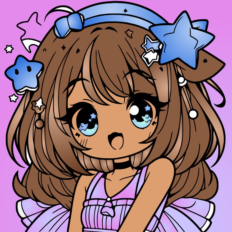 cute anime girl with star accessories