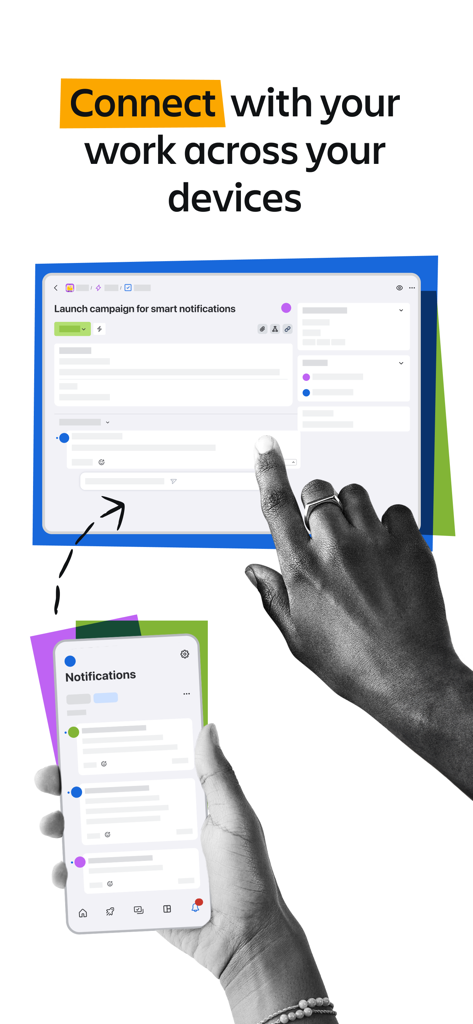Jira Cloud by Atlassian - Jira Cloud App synchronisiert Arbeitsaufgaben über ein Tablet und ein Mobiltelefon