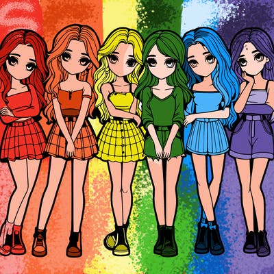 a group of girls realistic