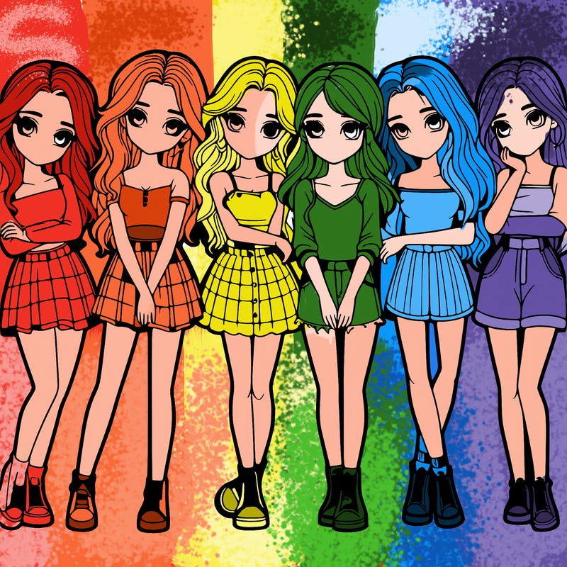 a group of girls realistic