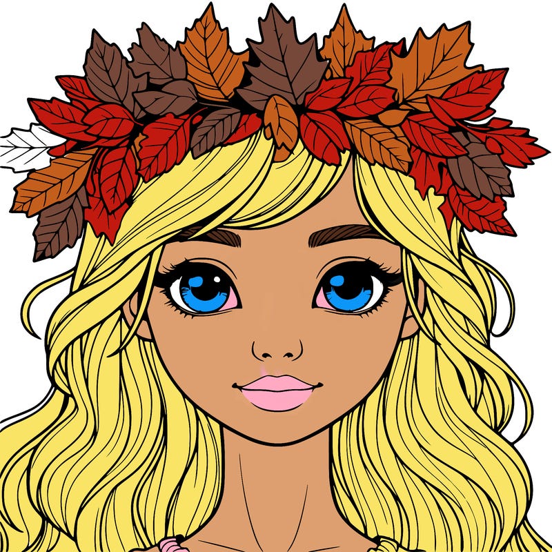 realistic girl with fall leaf crown