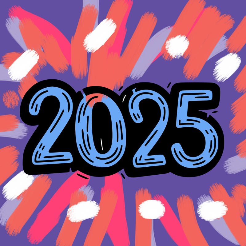 one line scrawled numbers sketch design “2025”